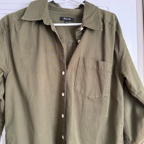 Madewell Olive Green Long Sleeve Shirt Dress - Picture 4 of 5